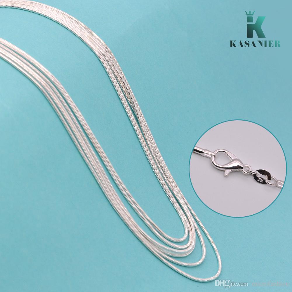 

silver jewelry fashion Women jewelry Silver Necklace Fashion Chains, 1.2MM Snake Chain Silver Necklace 16-24 inches length Pick KASANIER