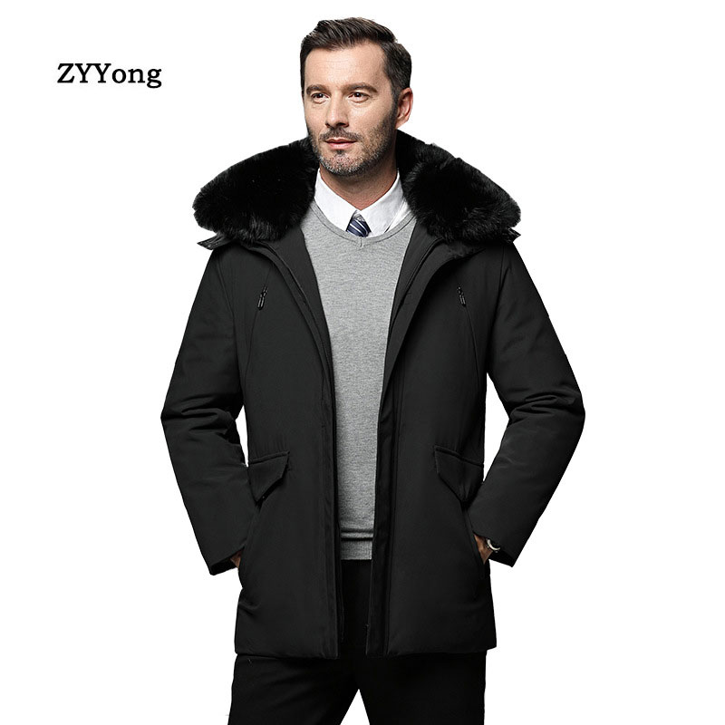 

2020 Winter Men's Thick Denim Jacket New Fashion Mens Fur Collar Hooded Jacket Windproof Coat Male Brand Clothing Plus Size -5X, Black