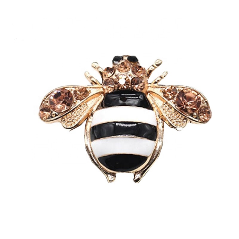 50pcs / Lot 50mm Silver Tone Bee Insect Brooches Rhinestone Enamel Crystal Bumbee Brooch Pin for Women-image-465465773