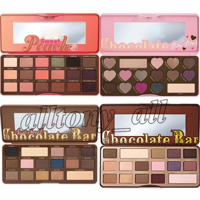 

Newest 18 colors eye shadow Chocolate Gold palette eyeshadow Too F white Chocolate bar 18 colors Peaches Eye shadow Makeup Cosmetics