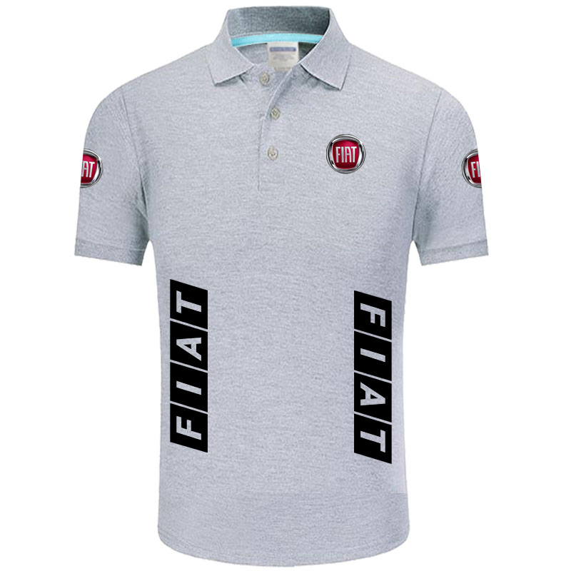 

Summer High quality brand Fiat logo polo short sleeve shirt Fashion casual Solid Polo Shirt unisex shirts, White