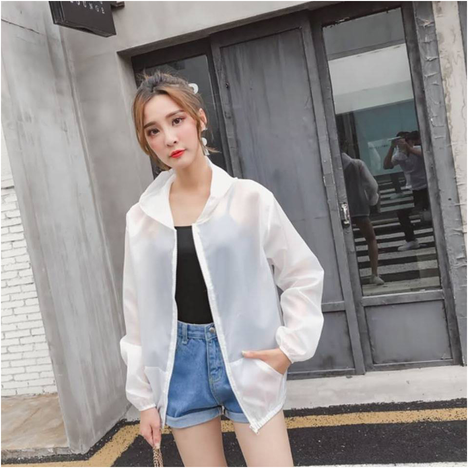 

Womens Designer Sun Jacket Summer Slim Breathable Quick-drying Outdoor Sun Protection Clothing Solid Color Thin Clothing, White