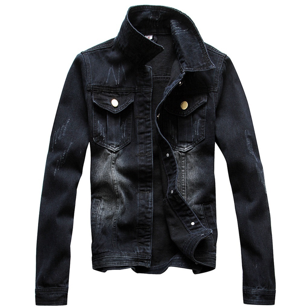 chaqueta jeans negra hombre