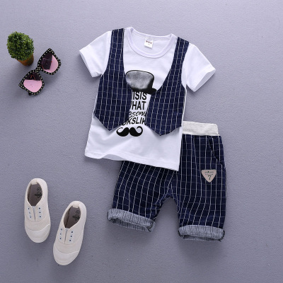 

Boys Short Sleeve Suits Boys Gentleman Suits Children Summer Fashion Sets Kids Two-piece Suit Child Tops + Pants 2020 New Hot Selling, Aspic