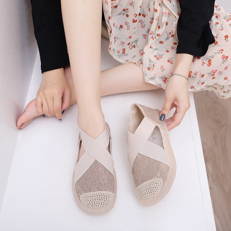 

AARDIMI Elastic Band Flats Women's Sneakers Ladies Shallow Patchwork Sandals Shoes Women Cover Heel Slides Female Sports Shoes, Black