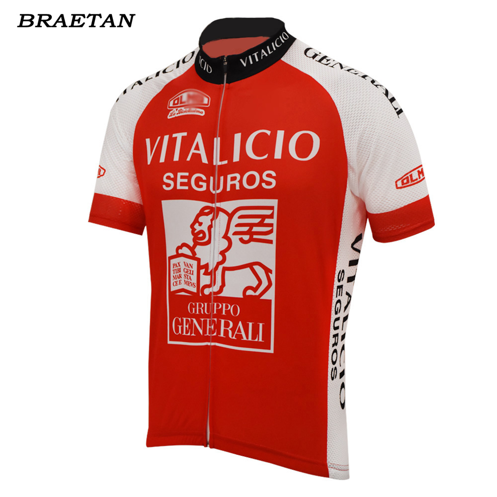 

italia red cycling jersey retro men summer short sleeve clothing cycling wear bicycle clothes clothing hombre braetan, Style photos