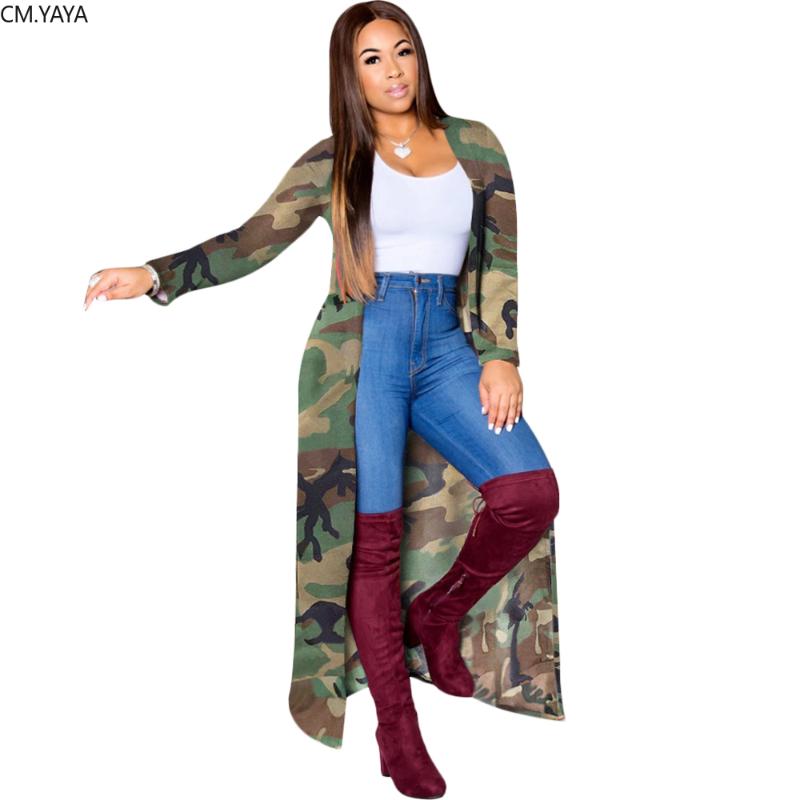 

2020 Winter Women Loose Trench Full Sleeve Camouflage Print Coats Casual Fashion Overcoat Women Windbreaker Outer coat GL8356, Army green
