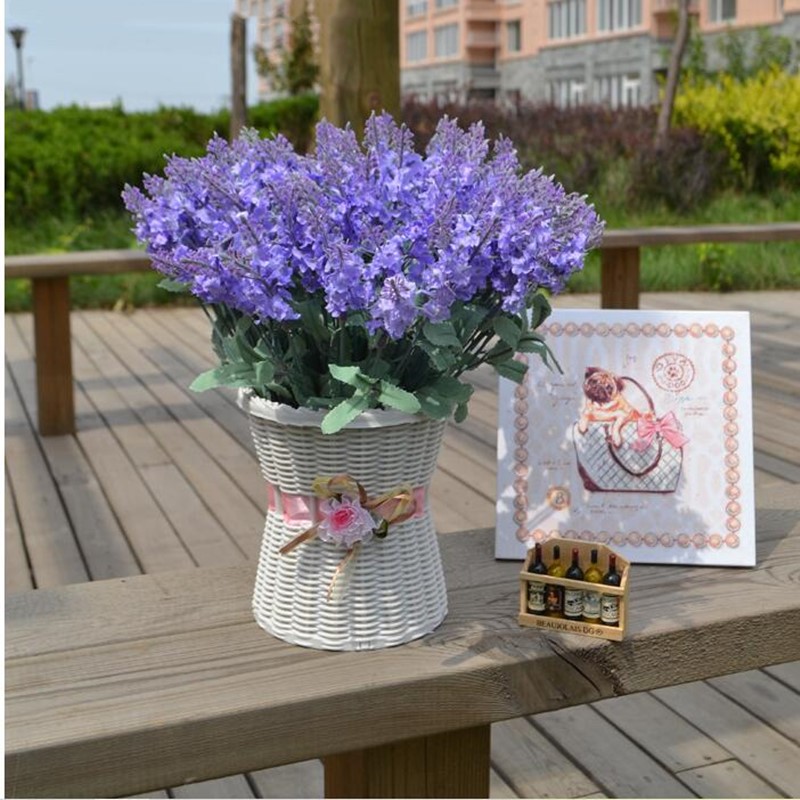 

9Pcs/lot Artificial Lavender Rayon Silk Flower Desktop Fake Flower for Wedding Decoration Party Decoration Photo props, White