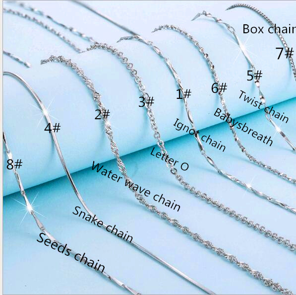 

18 inch 40CM-45CM 100%925 sterling silver cross rope chain melon box twisted necklace smooth snake chain cheap DIY jewelry components
