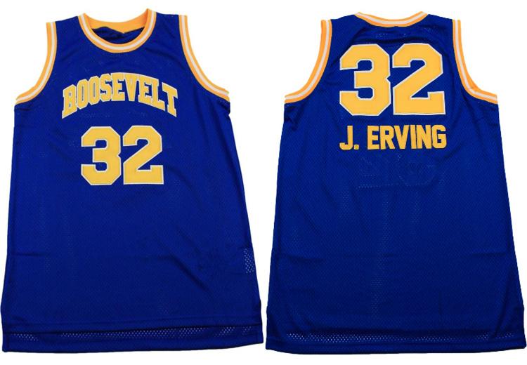 

Roosevelt High School Julius Dr. J Erving #32 Blue Retro Basketball Jersey Men's Stitched Custom Number Name Jerseys