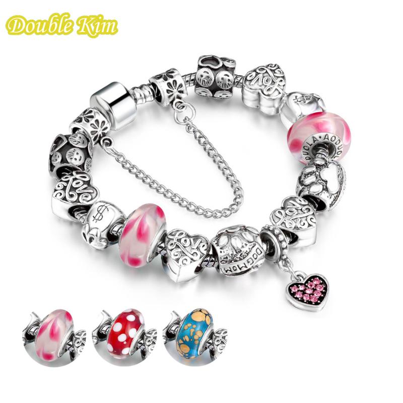 

Beaded, Strands Charm Bracelet Alloy Plat Silver Lnlaid Zircon Sliver-chain Many Beads Bracelets For Friends Wife Mother's Day Gift