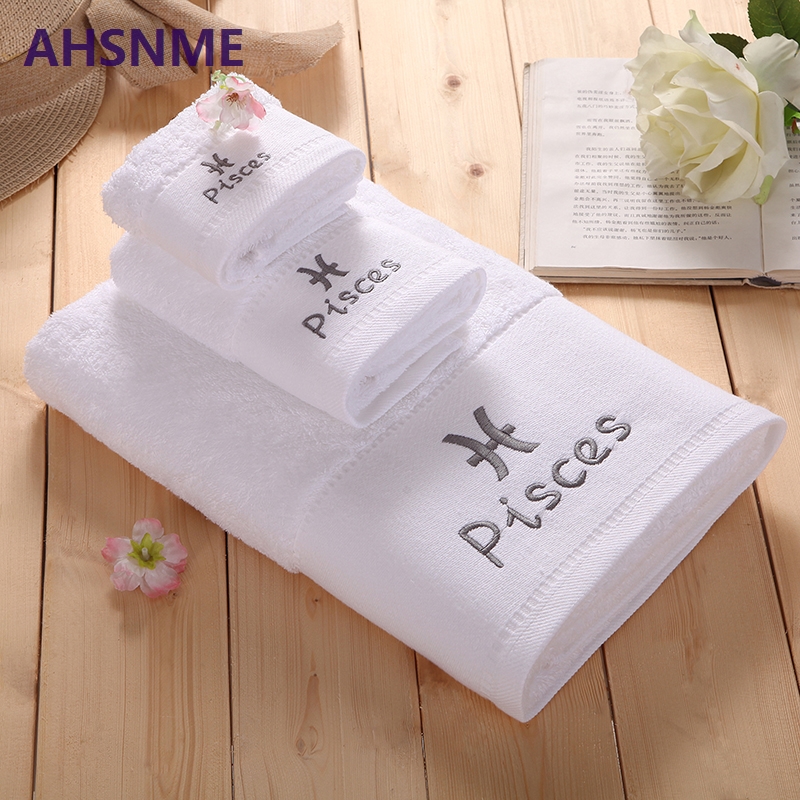 

AHSNME super soft and thick 100% cotton towel Large bath towel face Hand constellation motif Pisces 70x140cm towels, As pic