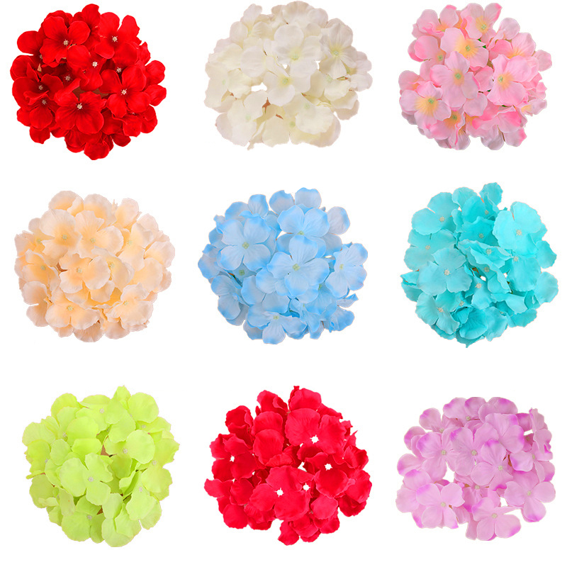 

Hydrangea head 50 pieces 6" stems with hydrangea decorate for flower wall fake flowers diy home decor, White