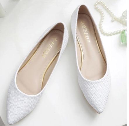 

2019 Women's shoes in Spring and Autumn with New style flat bottom pointed end @27, White