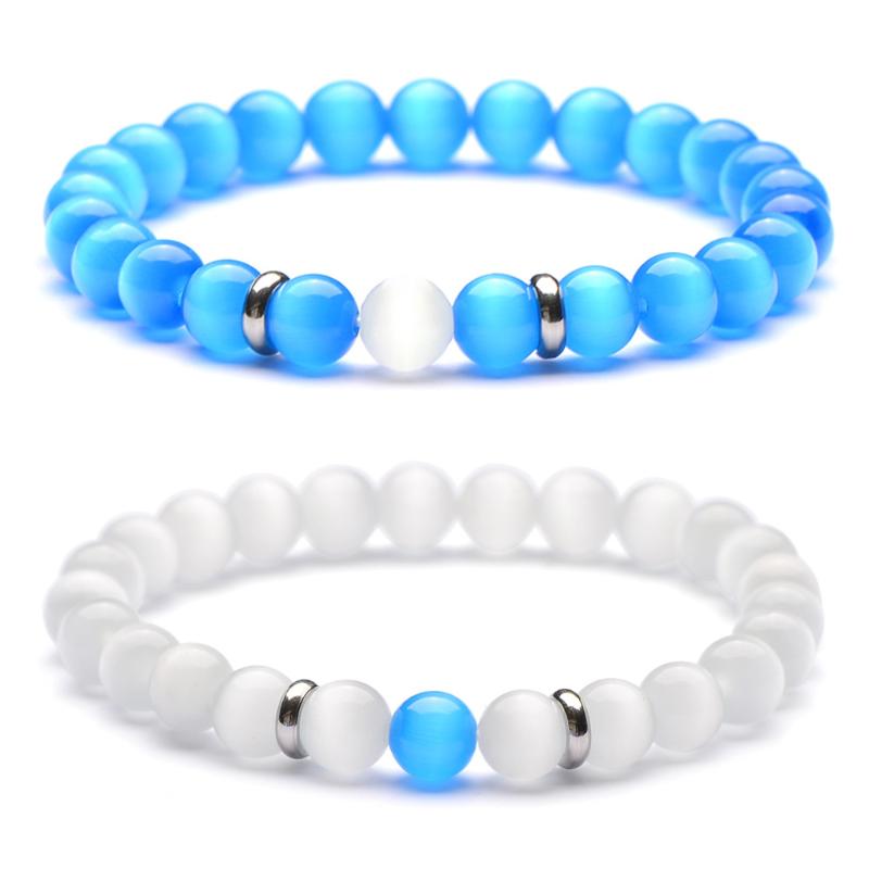 

New Arrival Natural Moonstone Distance Bracelet 2 Pcs/Set Opal Couple Braslet For Men Women Lovers Best Friend Jewelry Pulseira