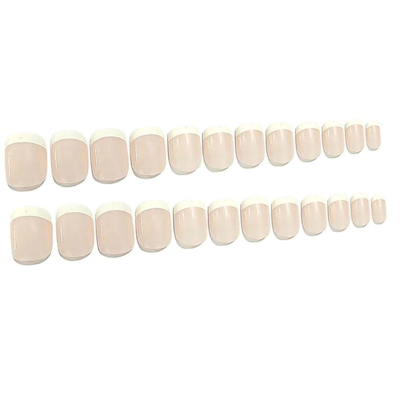 

24Pcs 12 Different Size Natural French Short False Nails Artificial Full Cover UV Gel Nails Art Tips for Women and Girls