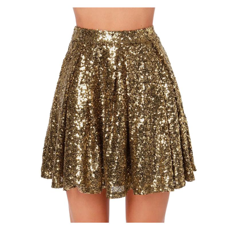 

Sexy Womens Skirts Loose Gold Sequined Mini Skirt High Waist Pleated Bodycon Pencil Skirt Short Wrap For Lady Party #4.10, Multicolor