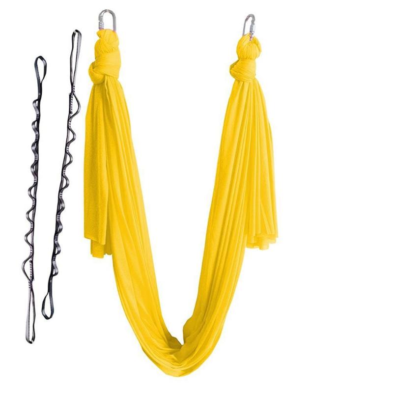 

Full Set Anti-gravity Aerial Yoga Hammock Fabric Swing Trapeze Yoga Inversion Exercises Device Home GYM Hanging Belt Device, Black
