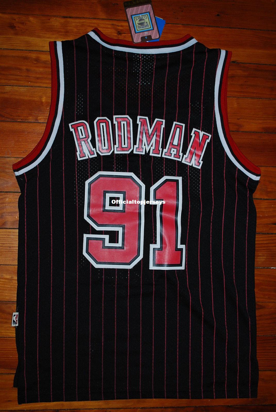 

Cheap Custom NEW #91 Dennis Rodman 95-96 Red Pinstripe Jersey Retro Mens XS-6XL Stitched basketball jerseys Ncaa, Black;blue