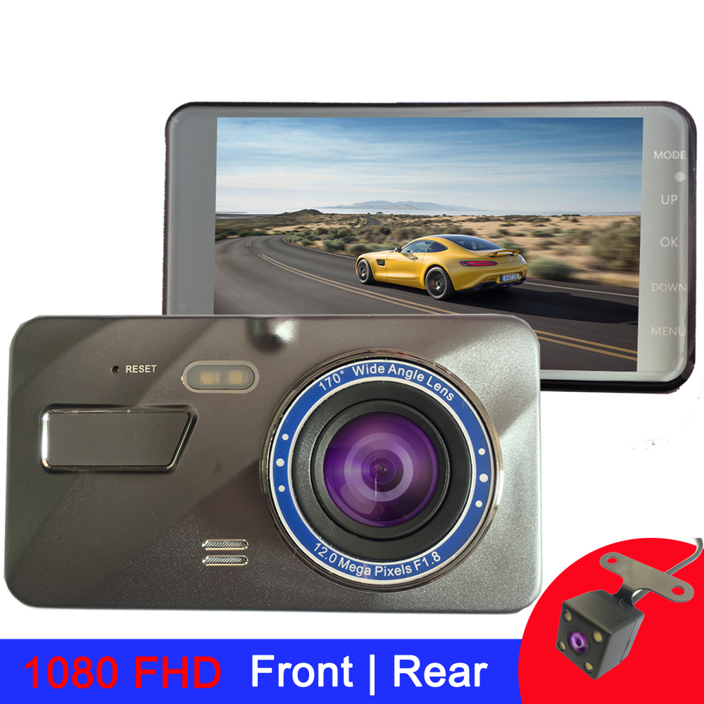 4 Inch Dash cam 2.5D car camera 1980*1080 FHD DashCam car dvr Dual Lens rear view camera Driving Recorder dvr camera-image-543638435