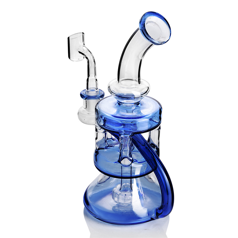 

Blue bong Dab rig Glass Water Pipe recycler oil rig 14mm banger bubbler hookah heady percolator for smoking accessories dabs