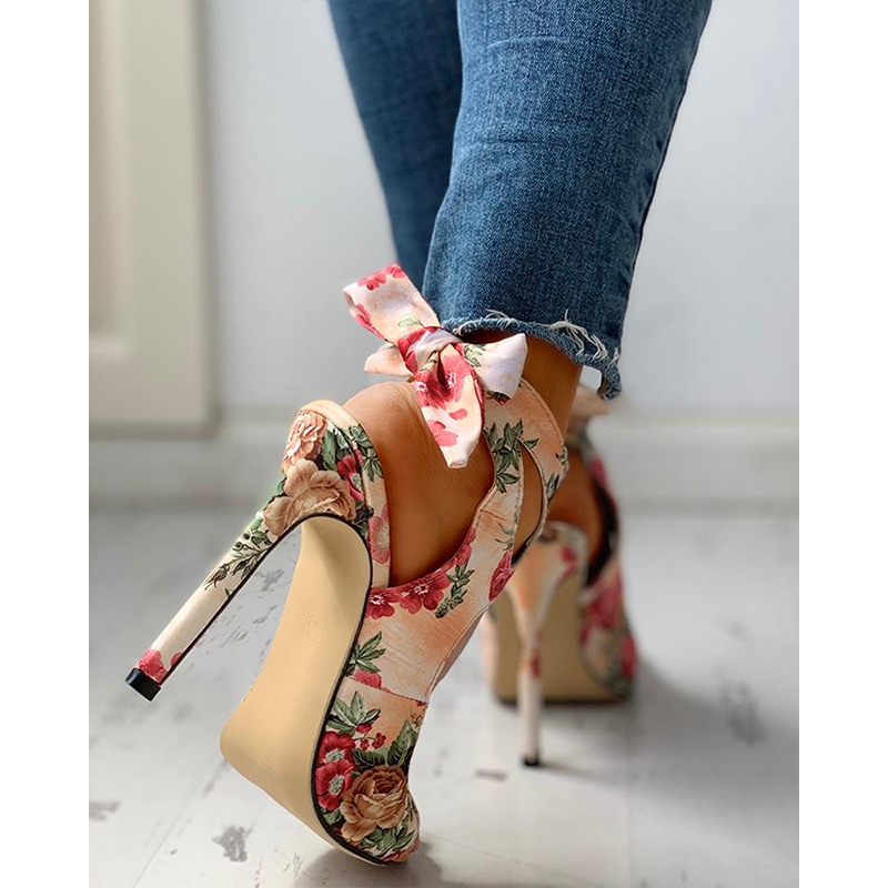 

2020 New Women summer Thin High Heels embroidered Peep Toe gladiator pumps office sandals party shoes, Beige