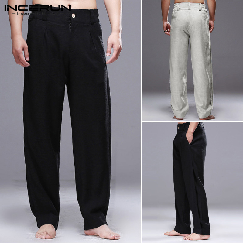 

2020 Fashion Men Leisure Pantalones Men Fashion Straight Pants Solid Color Loose Joggers Casual Comfortable Buttons Trousers 5XL, Black