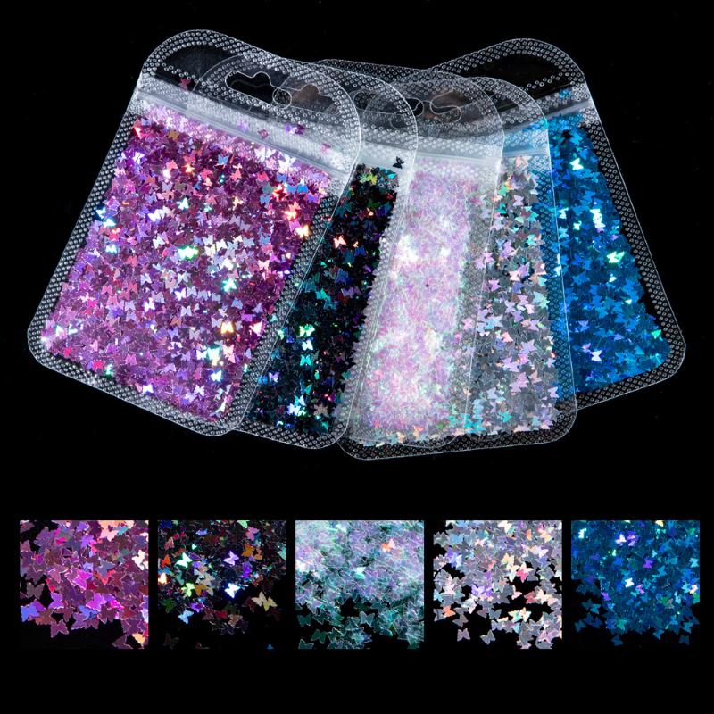 

Holographic Butterfly Flakes 3D Sequins Nail Art Glitter Gold Nail Supplies Paillette Stickers for Art Decorations