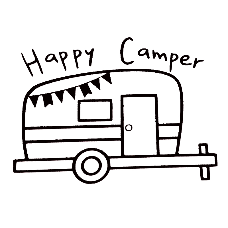 

16*11.5cm Happy Camper Travel Outdoors Vinyl Decal Funny Car Window Bumper Novelty JDM Drift Vinyl Decal Sticker, Color