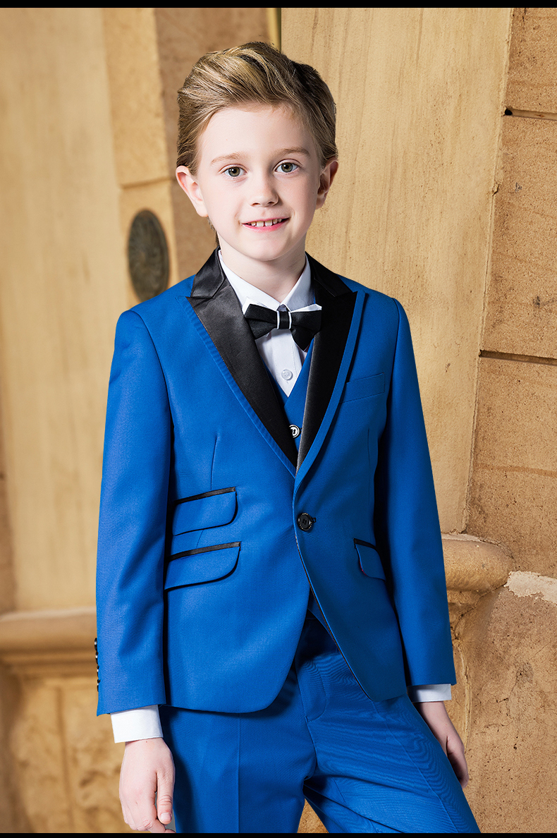 

Handsome One Button Peak Lapel Kid Complete Designer Handsome Boy Wedding Suit Boys' Attire Custom-made (Jacket+Pants+Tie+Vest) A08, Chocolate