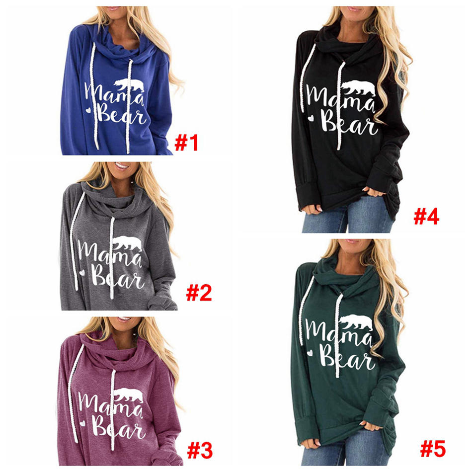 

new Women Letter print hooded Hoodie Autumn long sleeves drawstring pullover Casual Sweatshirts Tops mama bear shirts Tee outwear d88888, Gray
