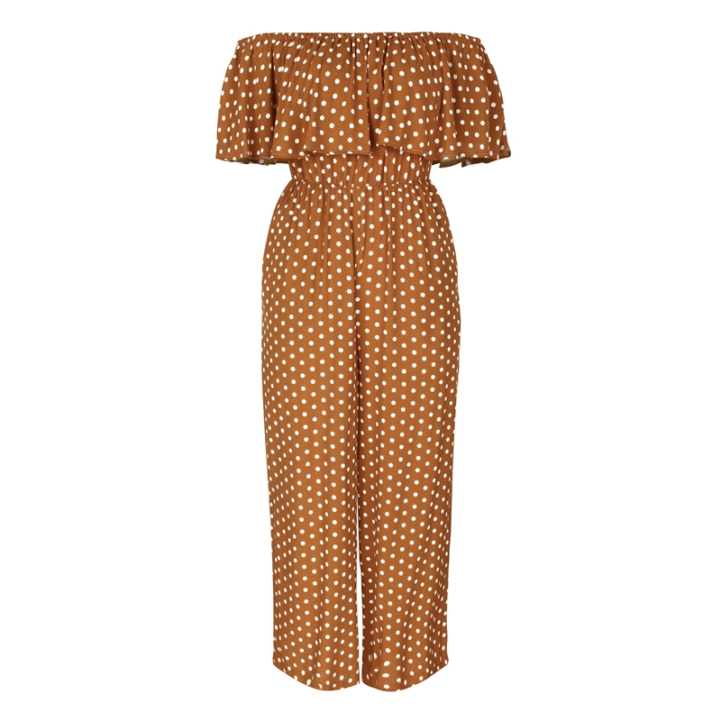 

Rompers Womens Jumpsuit Sexy Off Shoulder Jumpsuit Women Summer Polka Dot Print Ruffle Overall Pants, Blue
