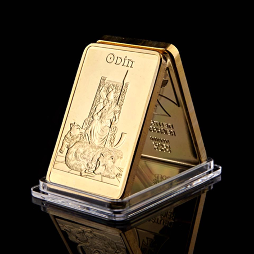 Norse Mythology Odin Of Gods Life Tree Wolf 1oz Gold Plated Craft Souvenir Bar Collection For Decoration