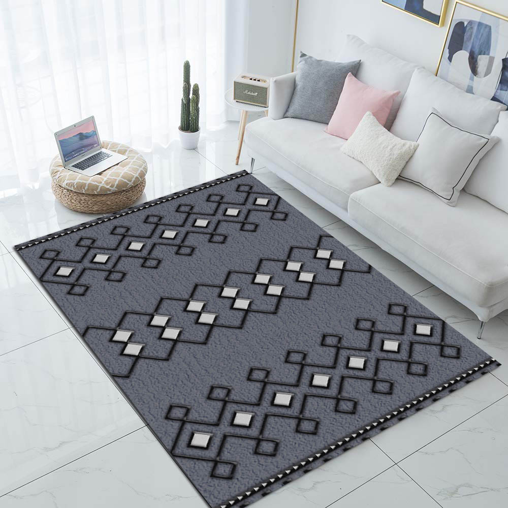 

Else Dark Gray Ethnic Bohemian Morrocan 3d Print Non Slip Microfiber Living Room Modern Carpet Washable Area Rug Mat, As pic