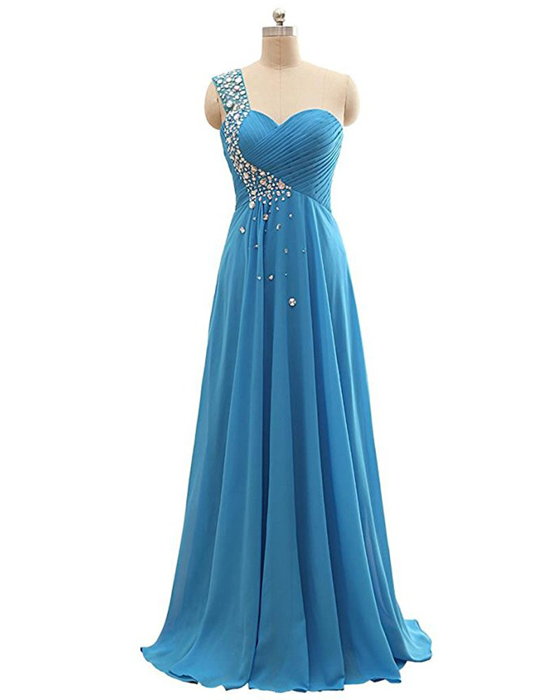 

2019 Newest Hot Sale Sexy One Shoulder Chiffon Prom Dresses With Beaded Long Plus Size Evening Party Gowns Formal Party Gown QC1422, Lavender