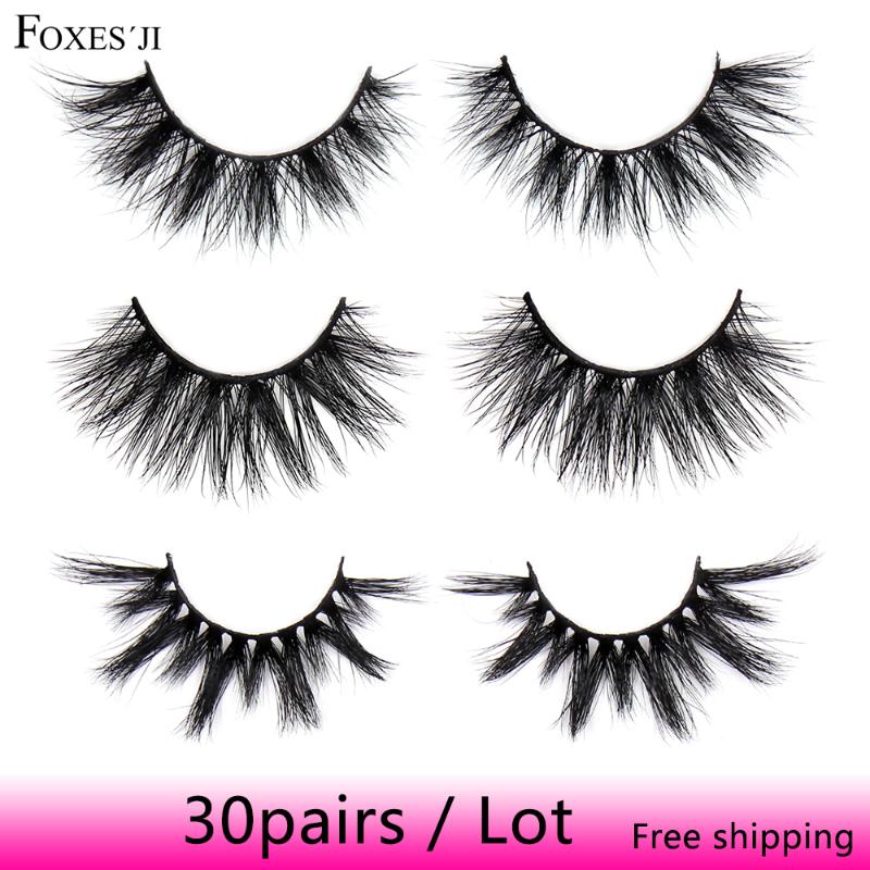 

FOXESJI 30Pairs/lot Eyelashes 3D Mink Lashes Bulk Soft Fluffy Dramatic Full strip Lashes Mink EyeLashes Natural False Eyelash