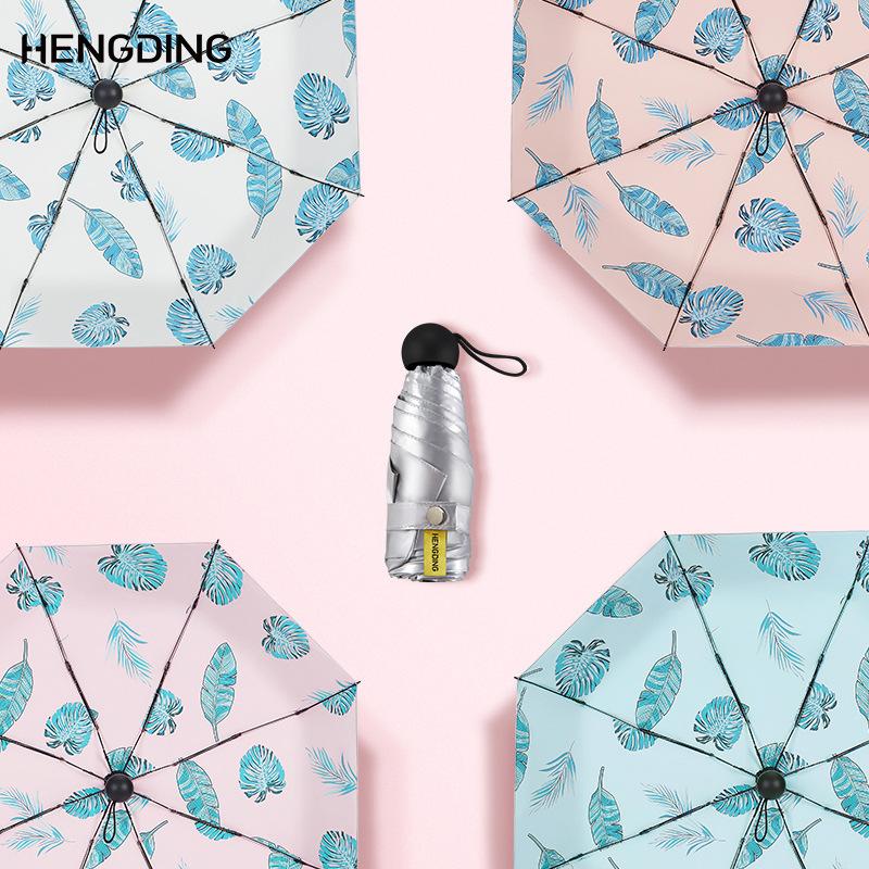 

Fashion Folding Umbrellas Leaf Pattern Portable Umbrella Girls Anti-UV Waterproof Portable Travel Umbrellas Parasol Rain Gear