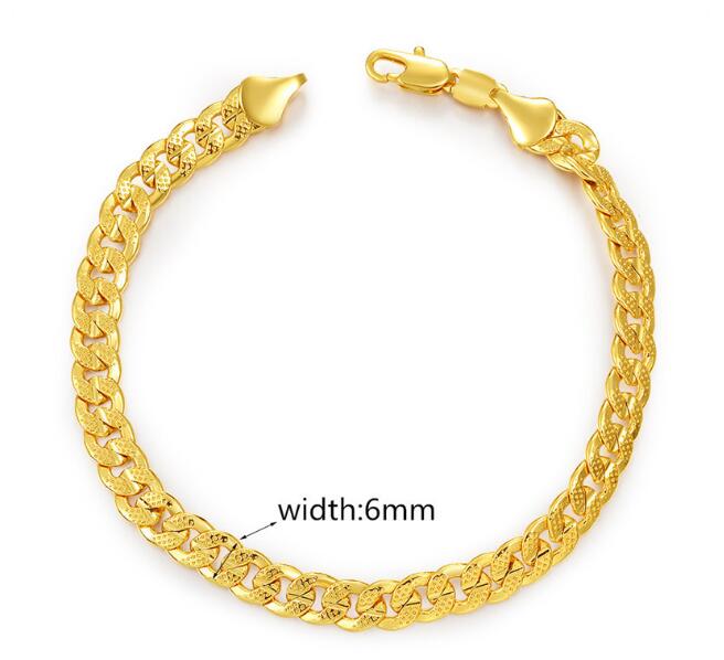 

2020 New fashion 6 mm*21cm Luxury men's Gold Bracelet plated 18K Gold silvery Rose Gold Bracelets for men women Jewelry
