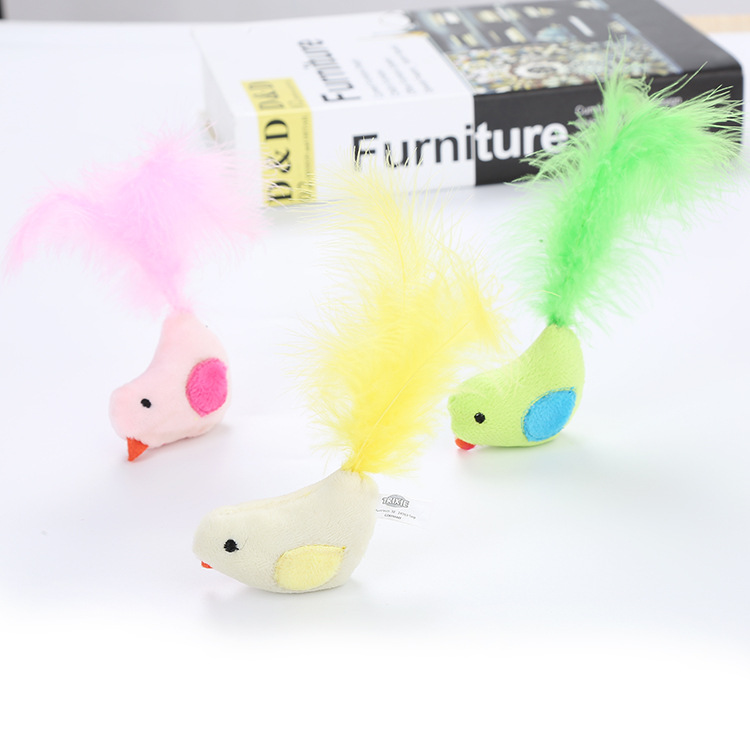 

1pcs New Fashion Pet Essential Candy Color Feather Bird Cat Catch Pet Training Interactive Toy Home Supplies Cat Products
