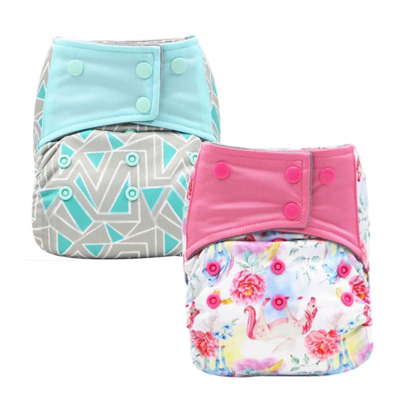 

washable diapers pocket style adjustable  bamboo charcoal with insert sewn in AIO baby cloth diapers, A01