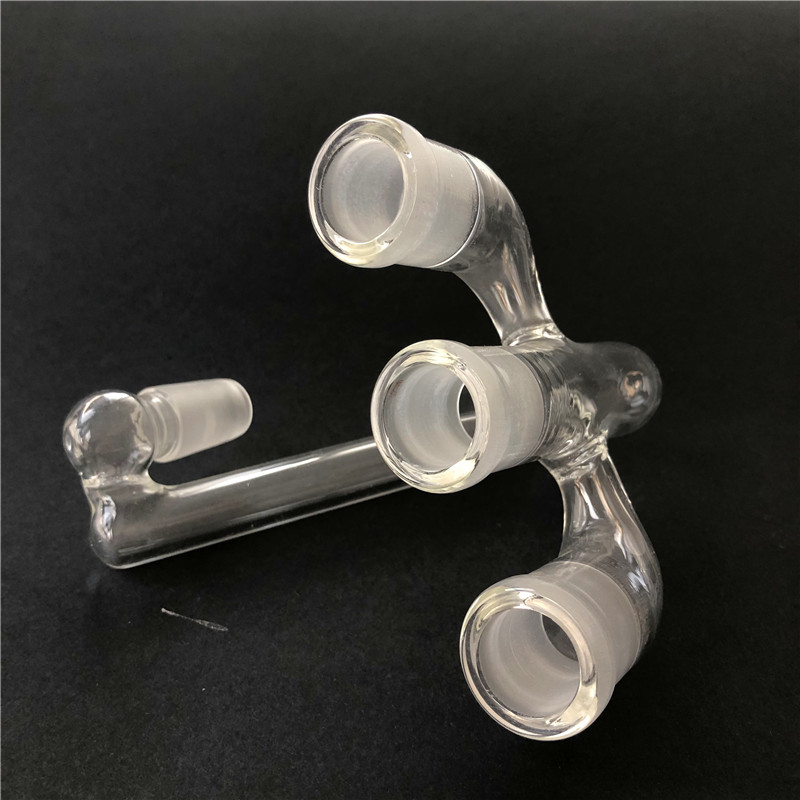 

Glass Oil Burner Pipe 18mm Male to Triple Female Joint Glass Adapter Water Pipe Bong Connector for Smoking