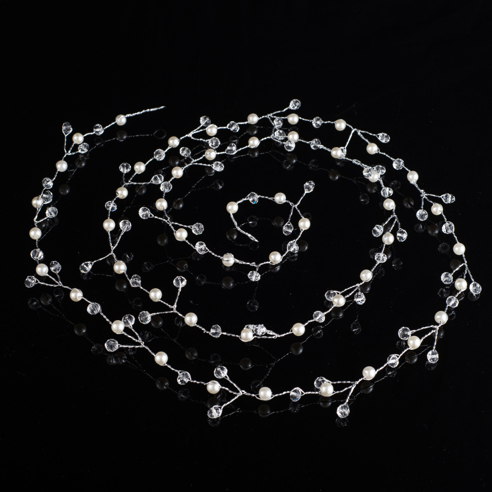 

Lengthen Edition 1 Meters 2 Bride Manual Rhinestone Crystal Pearl Hair Band Headwear Wedding Dress Full Dress Accessories Hair Band