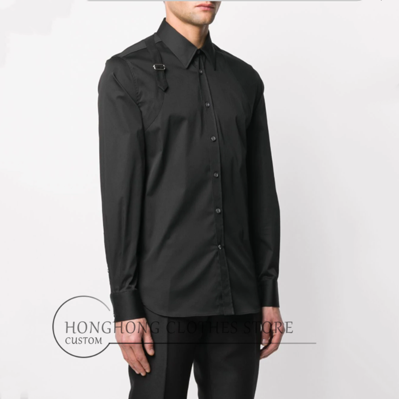 

Custom men' shirts!Men' long sleeve loose personality shirt dark youth slim size shirt -6XL, Black