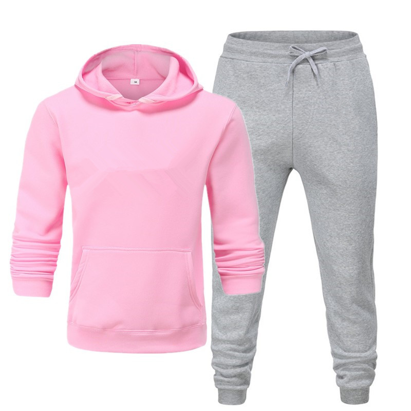 

Men' sportswear suits 2019 autumn and winter hooded thick men' casual sportswear 2-piece sweatshirt + sweatpants suit, Purple