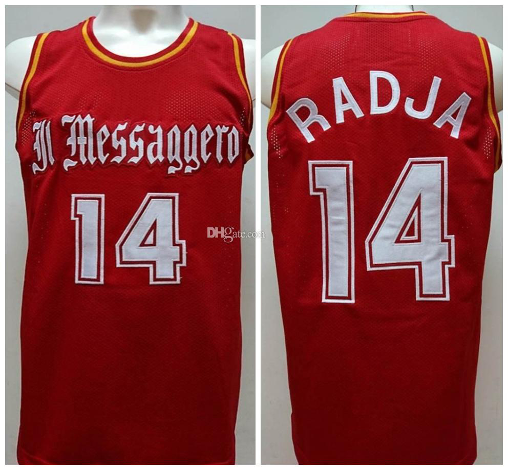 

Dino Radja #14 IL Messaggero Roma Retro red Basketball Jerseys Mens Stitched Custom Any Number Name, As show