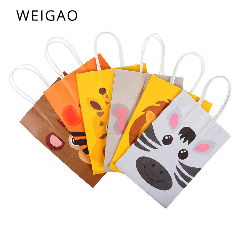 

WEIGAO Safari Party Paper Bags for Kids Birthday Party Animals Gift Bags box Jungle Zoo candy Boxes decor Baby shower