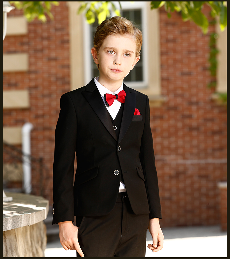 

Popular Two Buttons Peak Lapel Kid Complete Designer Handsome Boy Wedding Suit Boys' Attire Custom-made (Jacket+Pants+Tie+vest) A44, Same as image