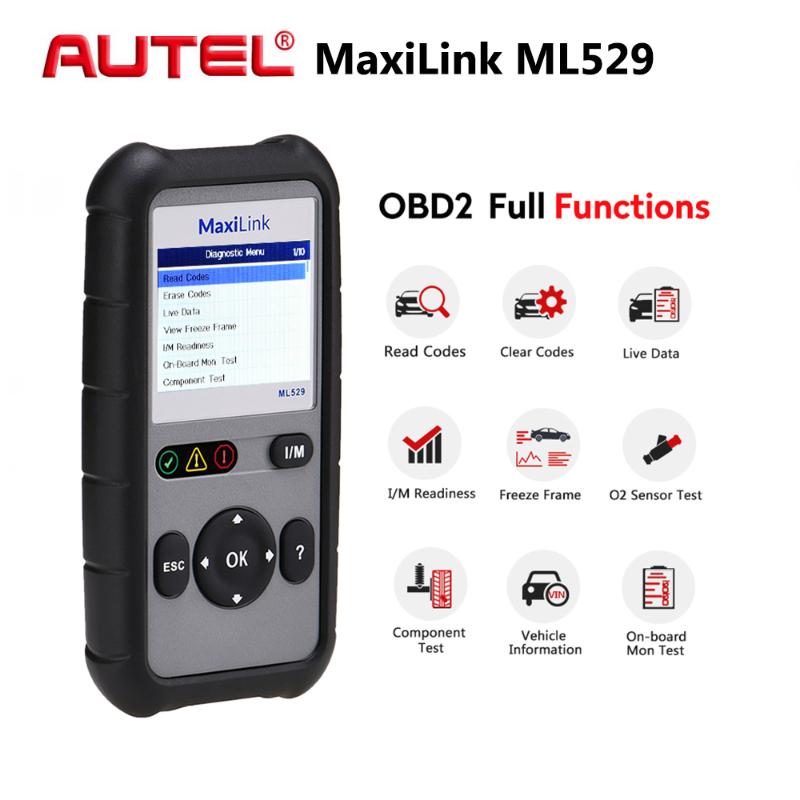 

AUTEL MaxiLink ML529 OBD2 Scanner Car Diagnostic Tool Full OBDII Code Reader Autoscaner Diagnostics OBD 2 Fault Code Read