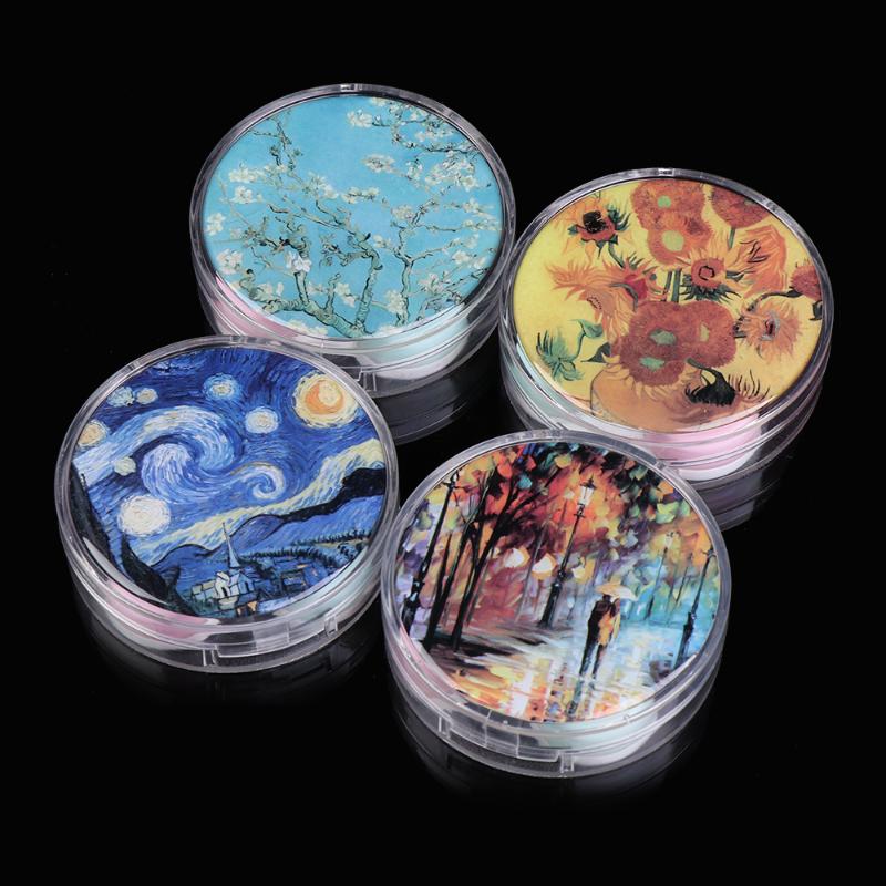 

1Pcs Unisex Vintage Oil Painting Contact Lens Case Portable Travel Glasses Lenses Box For Women Men Eyes Care Mirror Lens Box
