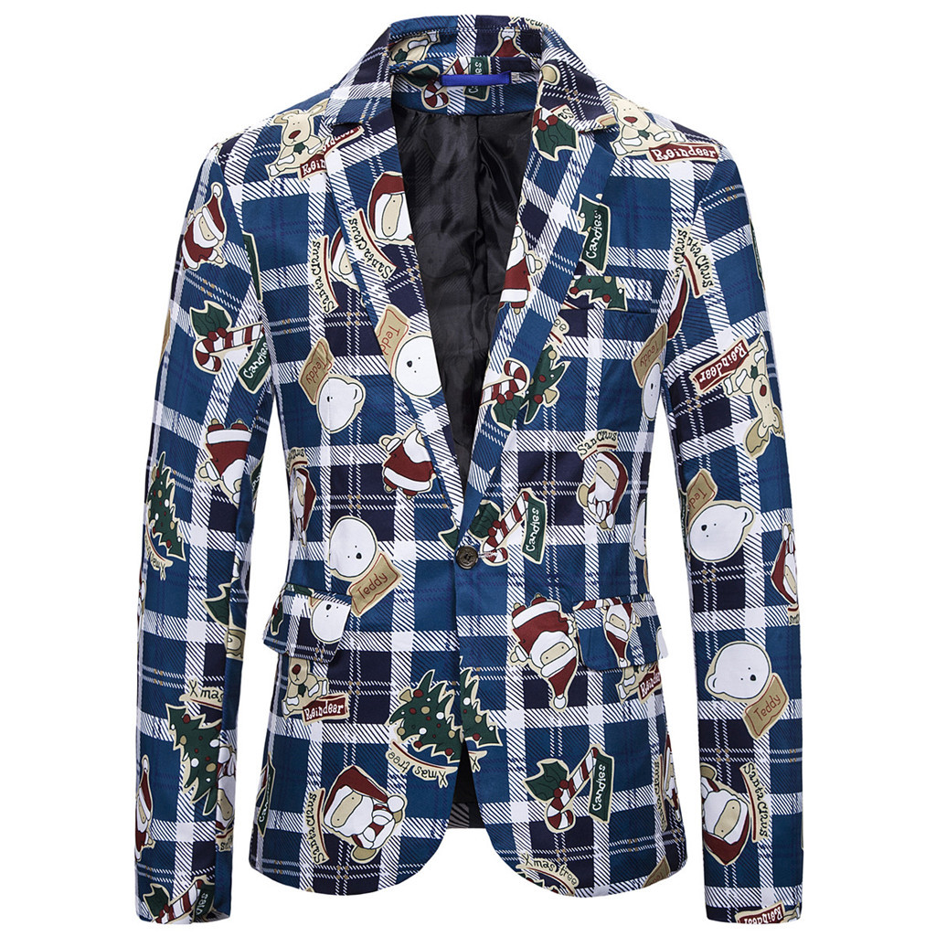 

male blazer Mens slim fit polyester Christmas blazer Turndown neck Suit Jacket santa single breasted blazers masculino L5010926, Rd